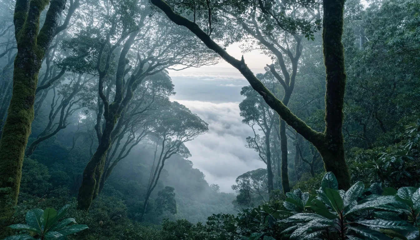 Ladera de monteverde con mar de nubes ocupando los barrancos
