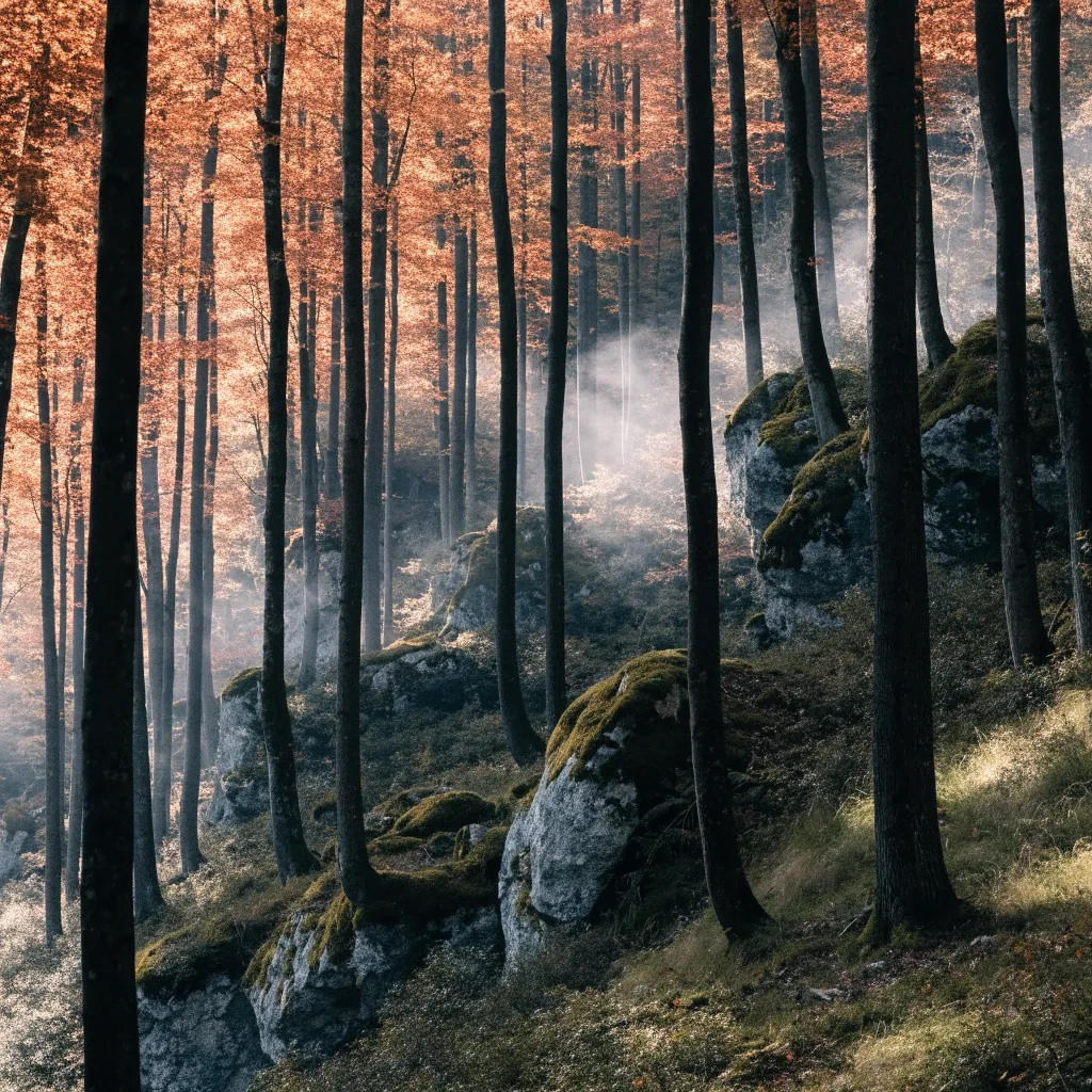Cordillera cantábrica al atardecer con luz rasante sobre la roca caliza